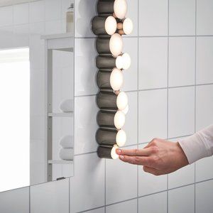 IKEA SODERSVIK Wall Lamp 704.551.29 Dark Chrome Black Bathroom Light